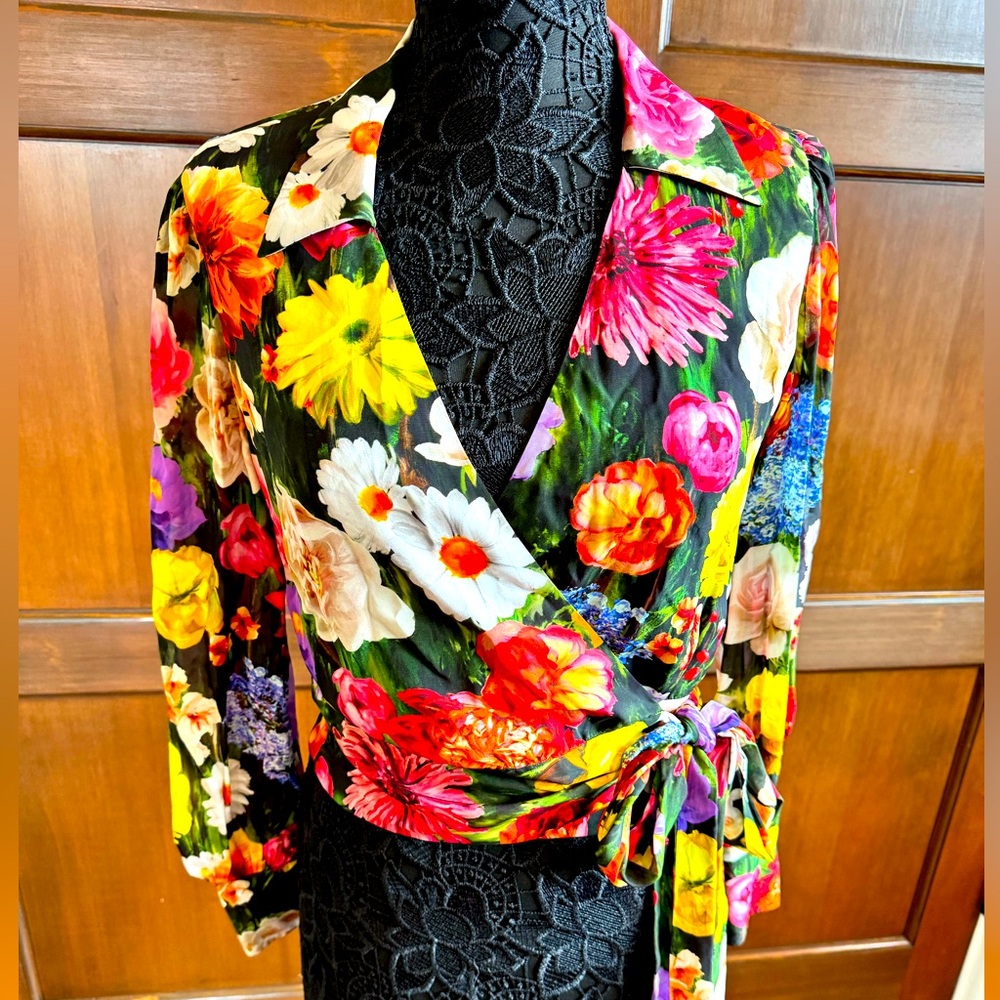 Alice and Olivia Floral Wrap Blouse Size S